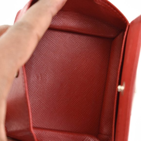 PRADA: Red, Saffiano Leather & Logo Coin Pouch/Organizer (pr) - Picture 9 of 10